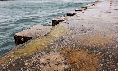 High angle view of sea shore