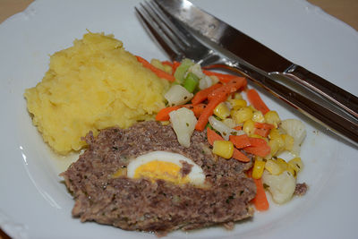 Close-up of food served in plate