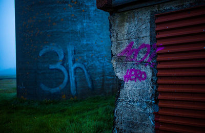 Close-up of graffiti on wall