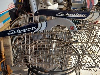 Close-up of bicycle for sale at market