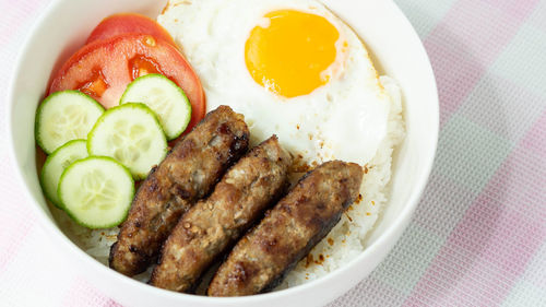 Directly above shot of breakfast served in plate