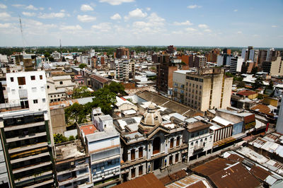 High angle view of cityscape against sky