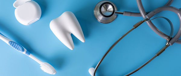 Dental equipment against blue background