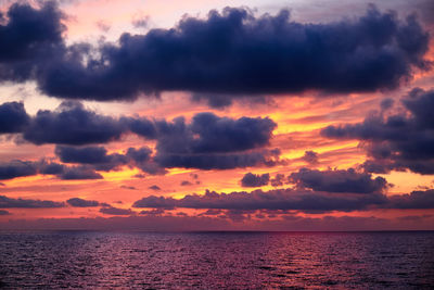 View of calm sea against scenic sky