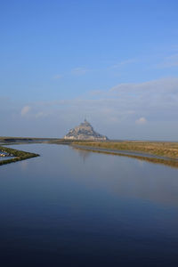 View of the mont saint michel and his bay normandy.