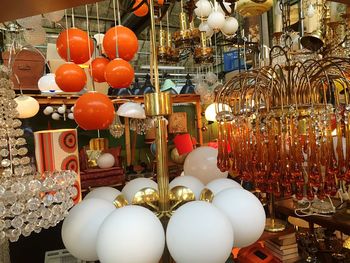 Close-up of multi colored lanterns for sale