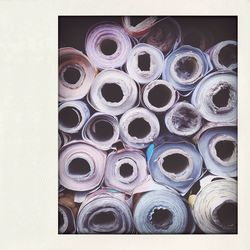 Close-up of circular object on wall