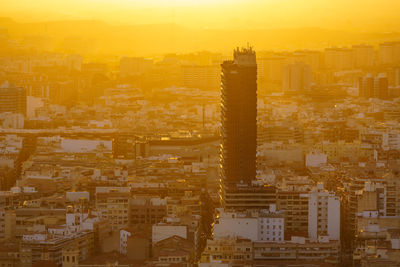 High angle view of buildings in city, alicante, region of valencia, spain