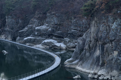 High angle view of rock formations