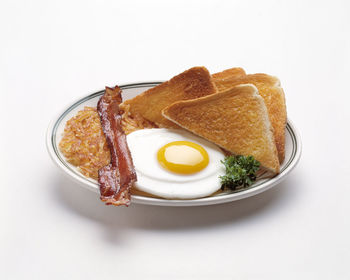 High angle view of breakfast served in plate