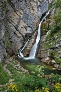 Scenic view of waterfall