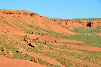 Scenic view of desert against clear sky