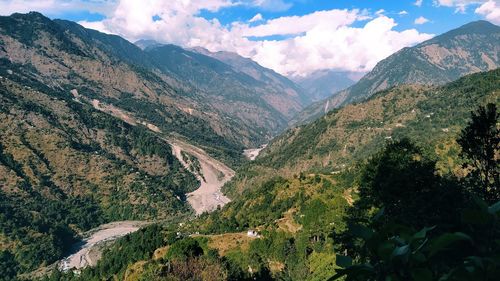 Scenic view of mountains against sky