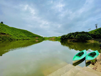 Scenic view of lake against sky