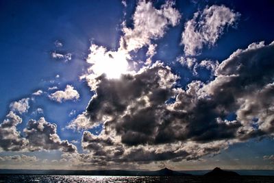 Scenic view of sea against blue sky