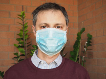 Close-up of man wearing mask