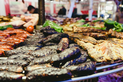 Close-up of meat for sale in market