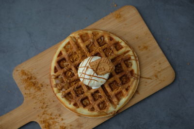 High angle view of breakfast on table