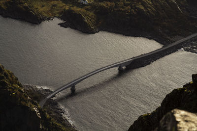 High angle view of rocks by sea