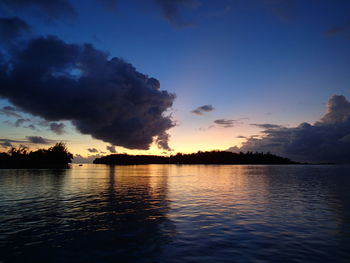 Scenic view of sea against cloudy sky