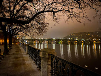 Bridge over river in city against sky