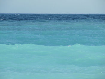 Scenic view of sea against clear sky