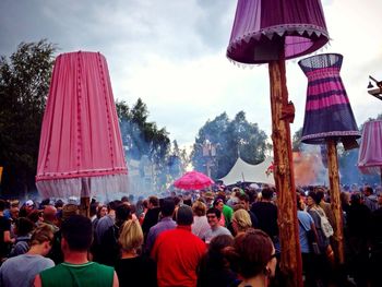 Group of people in front of crowd