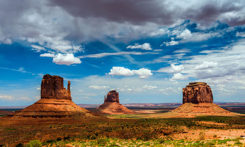 Scenic view of rock formations against sky