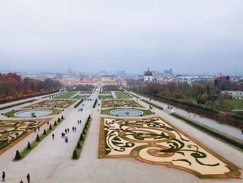 High angle view of buildings in city