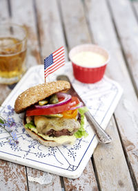 Burger with american flag
