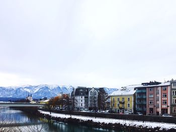 View of buildings in city during winter