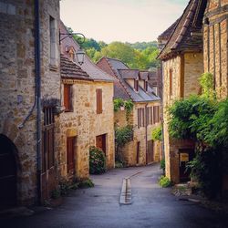 Narrow alley along buildings