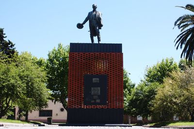 Low angle view of statue against clear sky