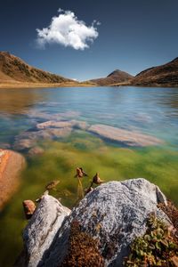 Scenic view of lake against sky