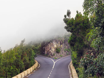 Road amidst trees against sky