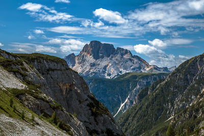 Croda rossa dolomite landscape in tre cime national park, italy