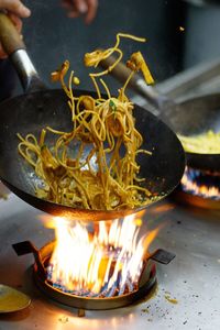 Close-up of fire on table
