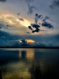 Scenic view of sea against sky at sunset