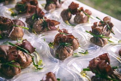 Elegant cheese and bresaola appetizers. high quality photo