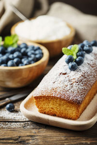 Close-up of dessert in plate on table