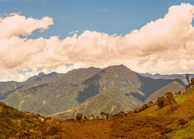 Scenic view of mountains against sky