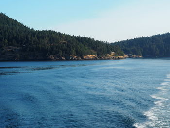 Scenic view of sea against clear sky