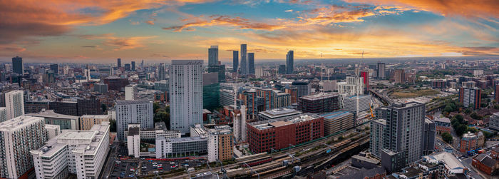 Aerial view of manchester city in uk