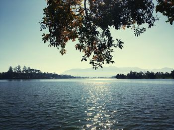 Scenic view of lake against sky