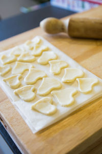 Beautiful pattern with dough hearts for decoration. domestic kitchen