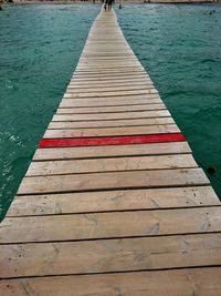 High angle view of pier over lake