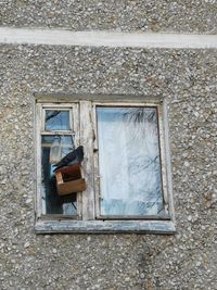 High angle view of window on old building