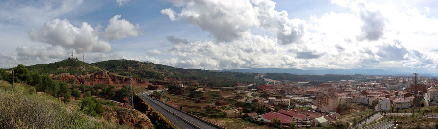 Panoramic view of townscape against sky