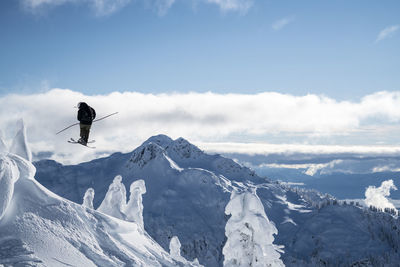 Man skiing in backcountry at mt. baker, washington