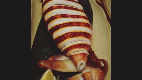 Close-up of food on table